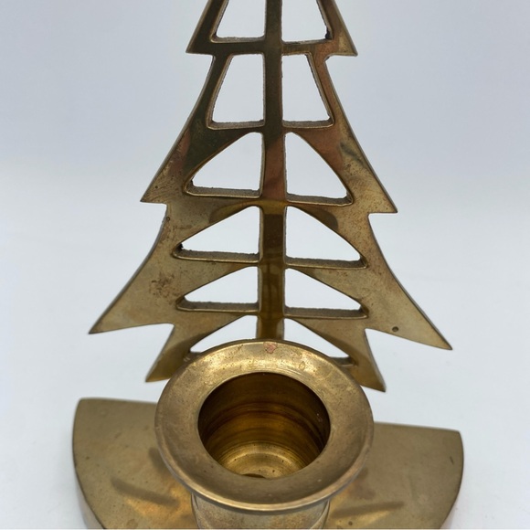VTG Gatco Solid Brass Christmas Tree Holiday Taper Candle Holder Made In India - Picture 3 of 16